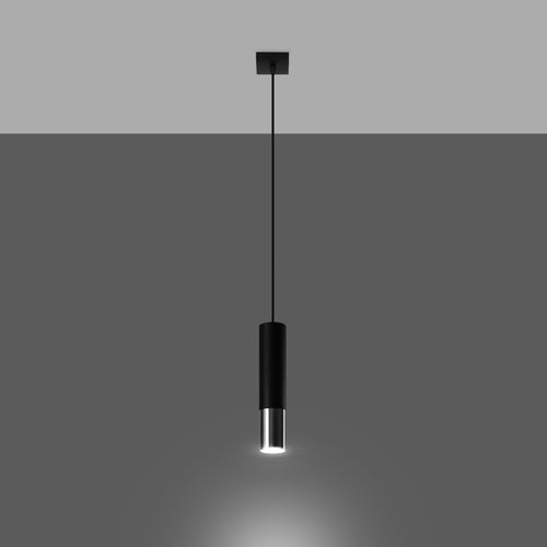 Sollux Lighting Hanglamp LOOPEZ 1 zwart/chroom - 8x8x100cm