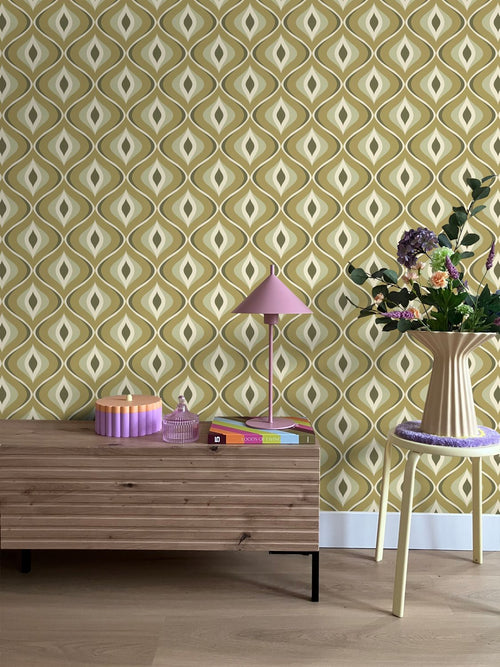 ESTAhome behang retro ornamenten vergrijsd groen - 53 cm x 10.05 m - 130987