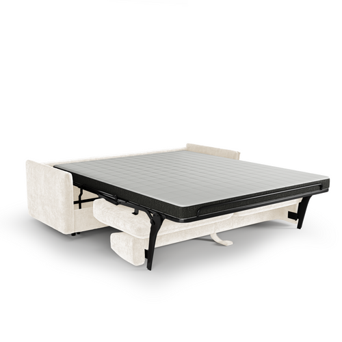 Premium Interiors - Snel uitklapbare slaapbank AVA - gewaafd fluweel crème 198cm