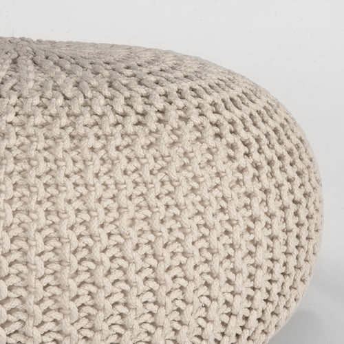 LABEL51 Poef Knitted - Naturel Katoen - 70x70x35cm
