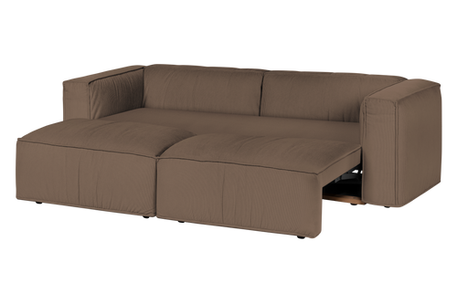 noo.ma Lobi 3-zits slaapbank - Mocha Brown corduroy, 140x190 cm slaapfunctie