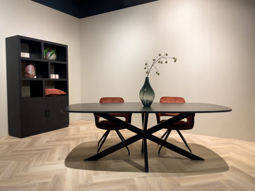 Livingfurn eetkamertafel Jesper Danish Oval  - 180cm - mangohout - zwart