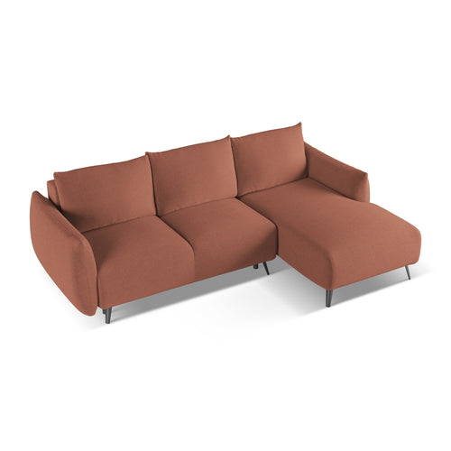 LaMiaSofa hoekbank rechts Genova - chenille stof - gedempt roze - 242x162x86