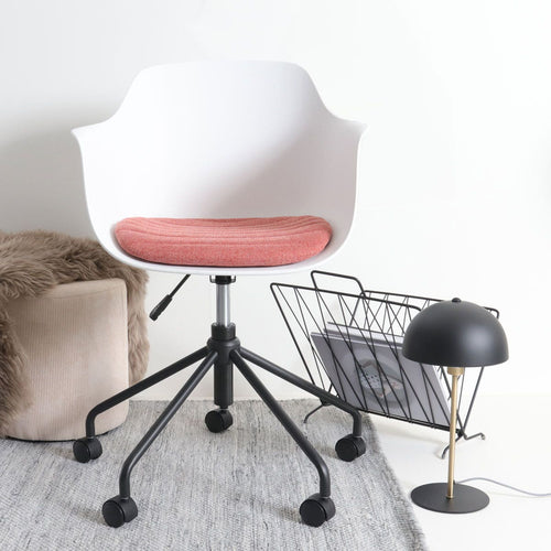Nolon Nout-Liz Bureaustoel Wit - Terracotta Kussen - Zwart Onderstel - vtwonen shop