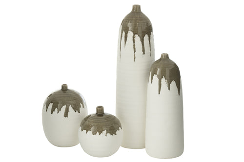 J-Line vaas Olea Fles - olijfgroen/wit - large - 67.5 cm hoog