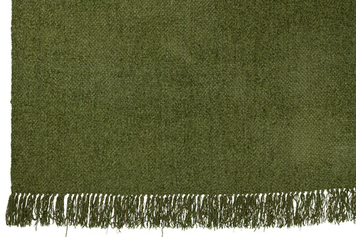 J-Line plaid Gewoven + Franjes - viscose - donkergroen - 180 x 130 cm - vtwonen shop