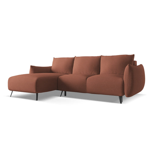 LaMiaSofa hoekbank links Genova - chenille stof - gedempt roze - 242x162x86