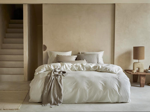 Yumeko dekbedovertrek katoen satijn warm white 260x220 + 2/60x70 - vtwonen shop