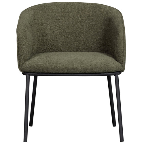 WOOOD eetkamerstoelen Leon - Bouclé - Bosgroen - Set van 6