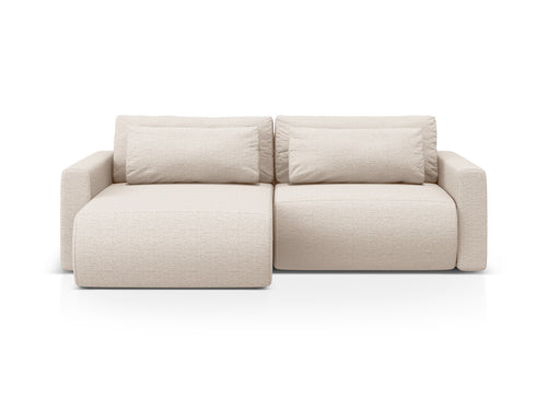 Cosmopolitan Design Omkeerbare converteerbare hoekbank met opbergdoos Belfast 3-zits, structurele stof beige - 149x240x84cm