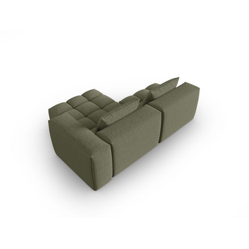 Cosmopolitan Design - Modulaire hoekbank rechts Verona 3-zits, structurele stof donker olijfgroen - 145x205x70cm