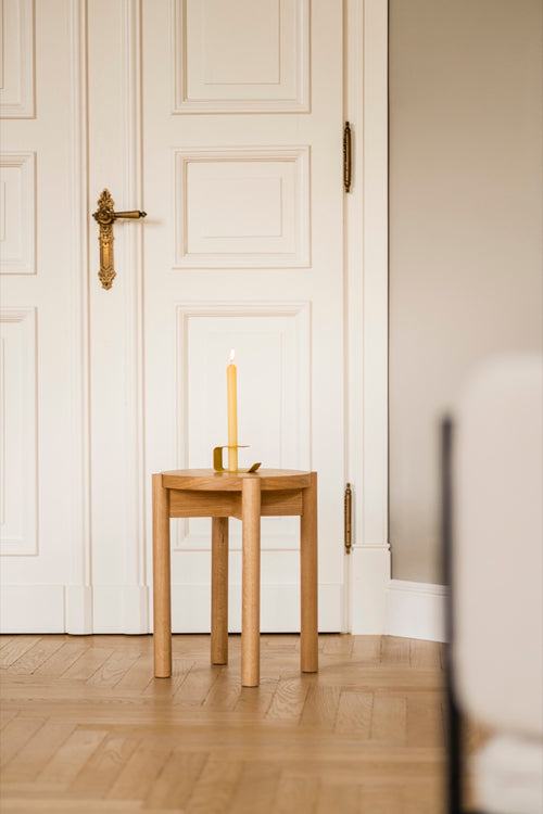 noo.ma FLEC kaarsenhouder - low - Gold Green - vtwonen shop