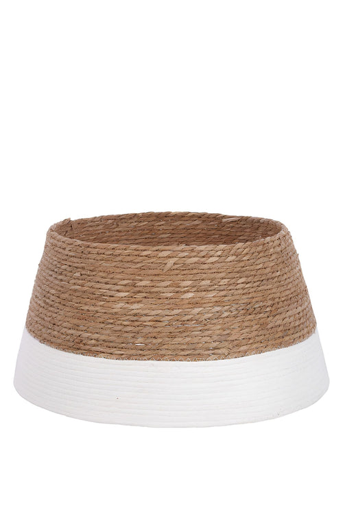 Mica Decorations Kerstboomrok H26 x D50 cm - Kerstboommand - Off-White/ Bruin - Gevlochten Zeegras