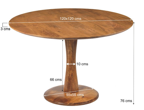 Brix eetkamertafel Vivian - 120cm - mangohout - bruin