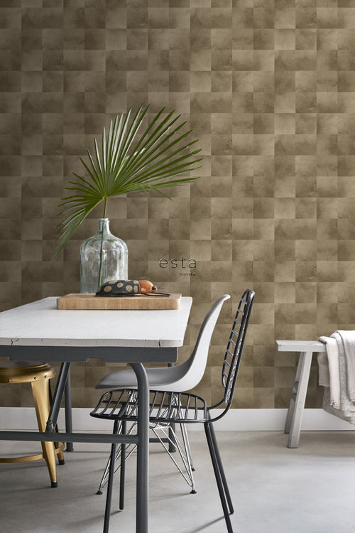 ESTAhome behang dierenhuid donker beige - 53 cm x 10.05 m - 139182