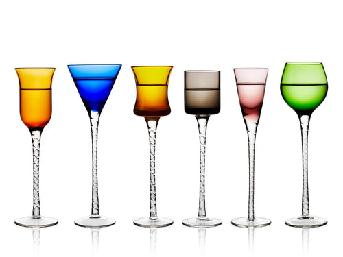 Lyngby Aquavit / borrel / schnaps glas London 18 cm hoog - 5 cl - set van 6 stuks - colour mix - vtwonen shop