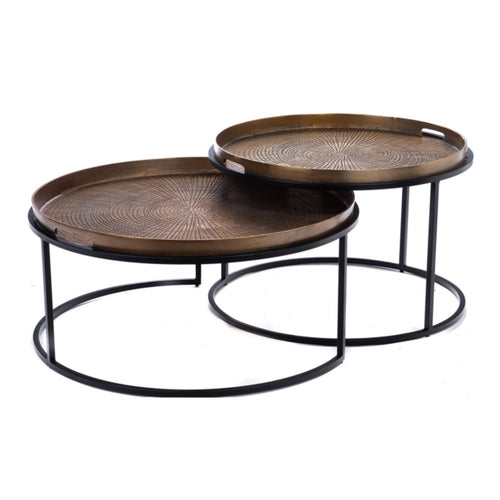 StarFurn Salontafel Julie - Rond Brons Metaal - Set van 2