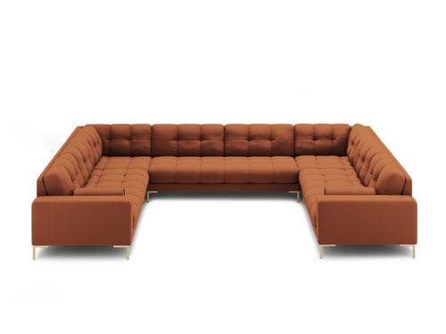 Cosmopolitan Design Panoramische bank Bali 9-zits, structurele stof, baksteen - 256x327x75cm