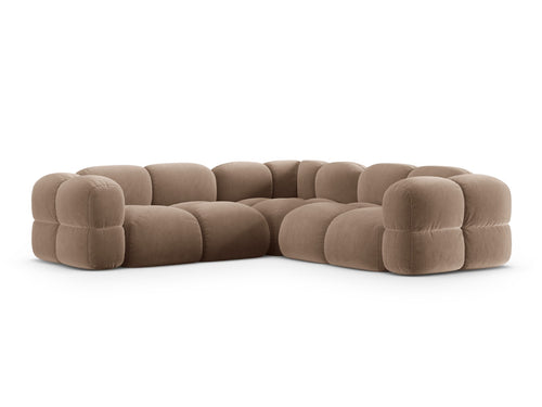 Cosmopolitan Design Hoekbank Loretto 4-zits, flueel donkerbeige - 250x250x68cm