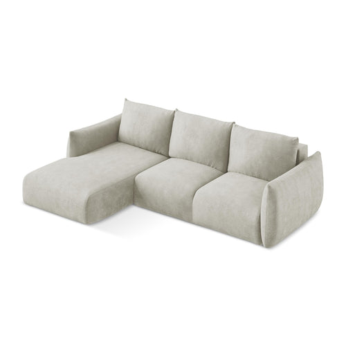 LaMiaSofa hoekbank links Savona - chenille stof - parel - 242x162x90