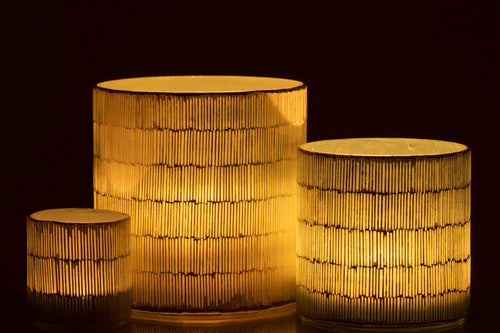 J-Line windlicht Mozaiek - glas - grijs - large - vtwonen shop