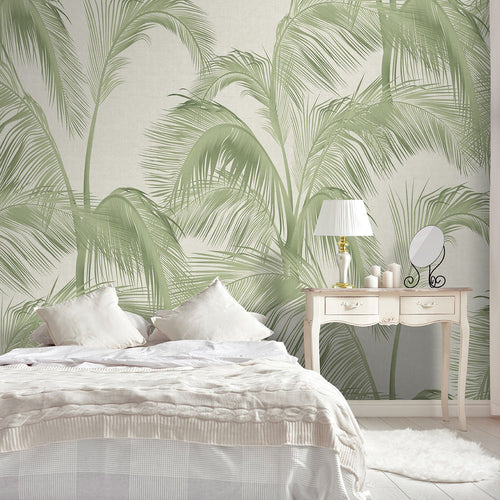 Sanders & Sanders fotobehang palmbladeren beige en groen - 424 x 280 cm - 640914
