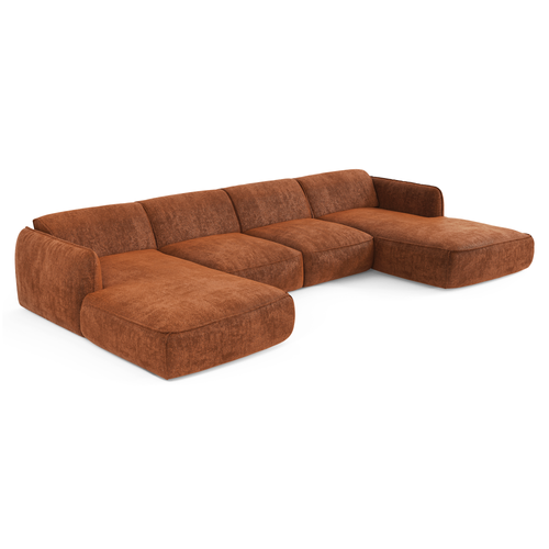 Sia Home - Panoramische banken LIVIA - Fluweel weefsel - Terracotta - 346cm - vtwonen shop