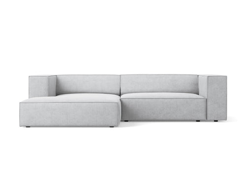 Cosmopolitan Design linker hoekbank Arendal 3-zits, chenille met ribbeleffect, lichtgrijs - 166x224x70cm