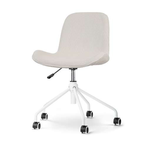 Nolon Nout-Fé Bureaustoel Ribstof Créme - Stof - Wit Onderstel - vtwonen shop