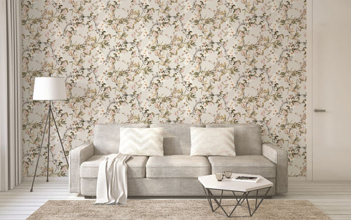 Michalsky Living behang bloemmotief beige, groen, grijs en roze - 53 cm x 10.05 m - AS-364982 - vtwonen shop