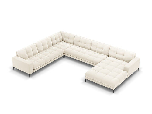 Cosmopolitan Design Panoramische hoekbank links Bali 7-zits, flueel, lichtbeige - 256x327x75cm
