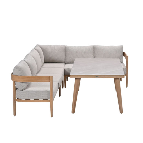 Carrara lounge-diningset - 5-dlg. - light teaklook - sand – Centostone - vtwonen shop