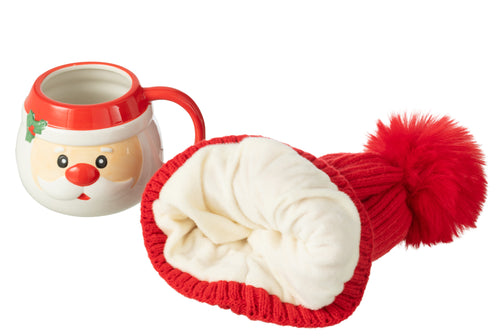 J-Line mok + muts Kerstman - keramiek - mix - giftbox