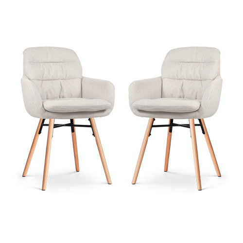 Nolon Nena-Mia Eetkamerstoelen Set van 2 - Beige - Naturel Hout - vtwonen shop