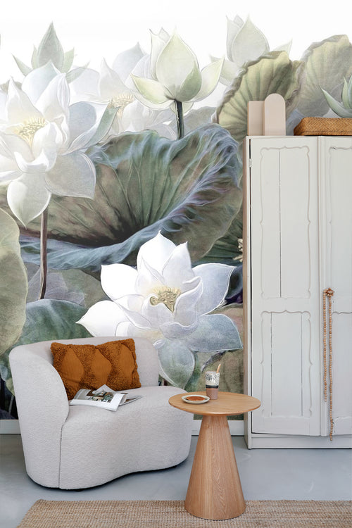 Sanders & Sanders fotobehang tropische bladeren en bloemen groen en wit - 375 x 270 cm - 600977 - vtwonen shop