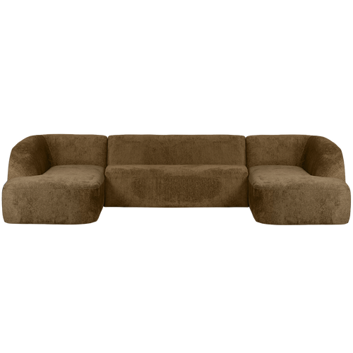 WOOOD u-vorm bank Sloping - Velvet - Brass - 77x339x225