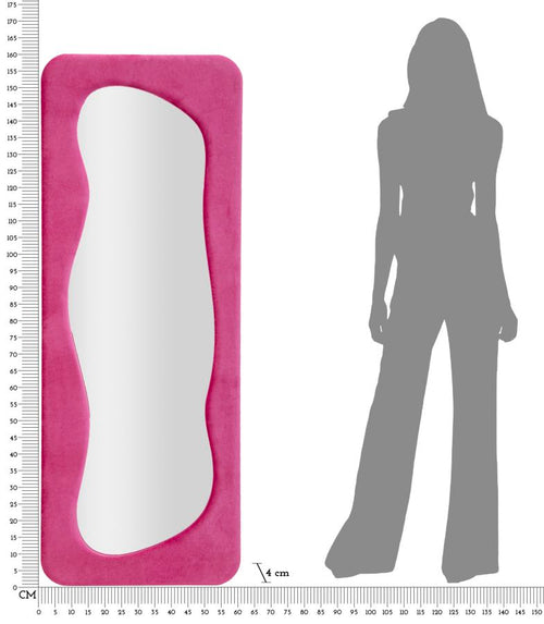 Wandspiegel met fuchsia fluwelen lijst 60x4x160 cm