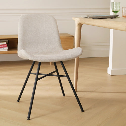 Nolon Noa-Fé Eetkamerstoel Beige - Stof - Zwart Onderstel