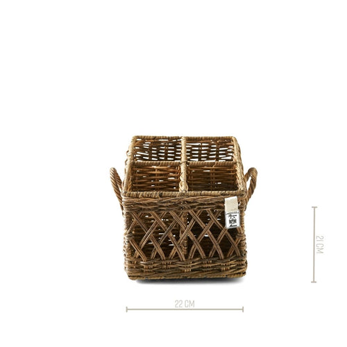 Rivièra Maison Rustic Rattan Couvert Basket Square - Rattan - Bruin - vtwonen shop