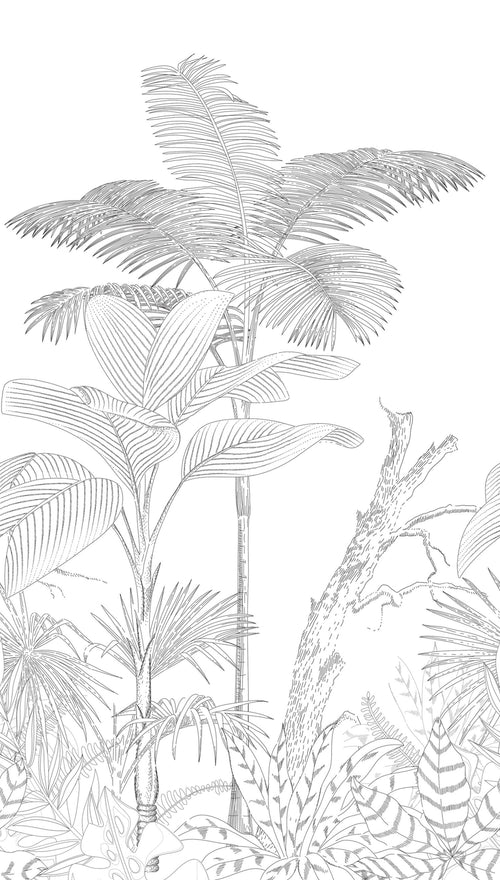 Livingwalls fotobehang tropische bladeren zwart en wit - 159 x 280 cm - AS-392141 - vtwonen shop