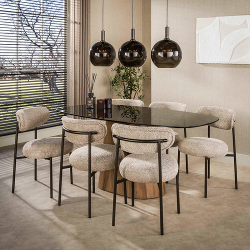 Giga Living Eettafel Tinto - Deens Ovaal Brons Glas - 215cm