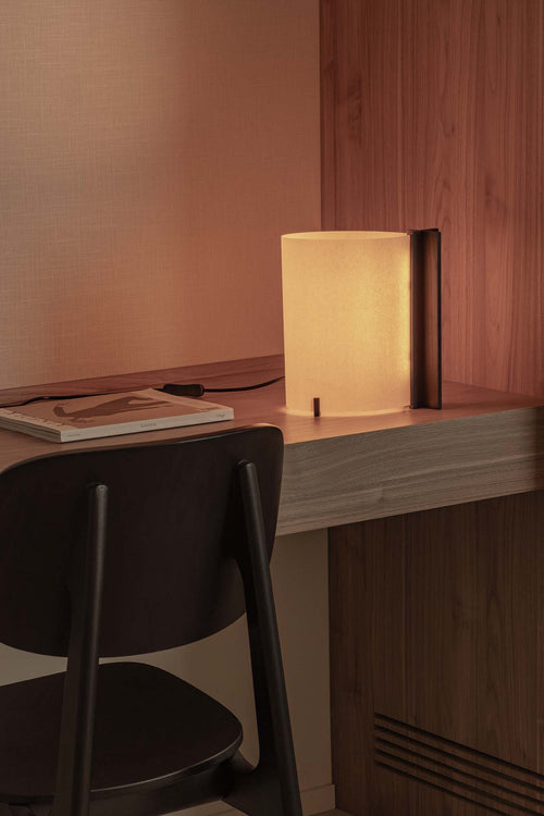 Faro Cata Cata LED-tafellamp, zwart, beige kap, 2200K