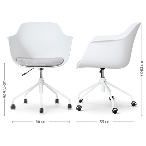 Nolon Nout-Liz Bureaustoel Wit - Lichtgrijs Kussen - Wit Onderstel - vtwonen shop