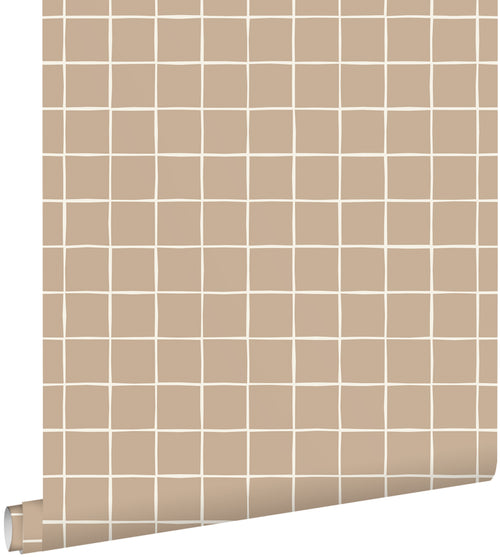 ESTAhome behang geblokt motief bruin - 50 x 900 cm - 131930