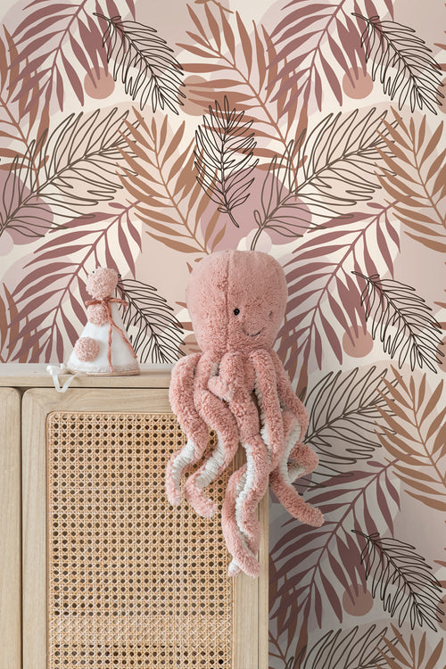 ESTAhome behang bladeren beige en oudroze - 50 x 900 cm - 139821 - vtwonen shop