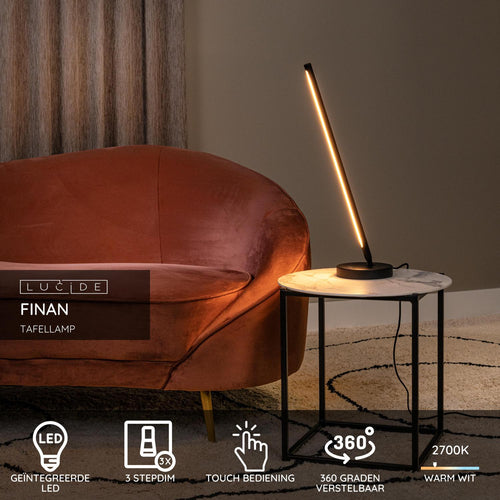 Lucide tafellamp FINAN - Geïntegreerde LED - Zwart - vtwonen shop