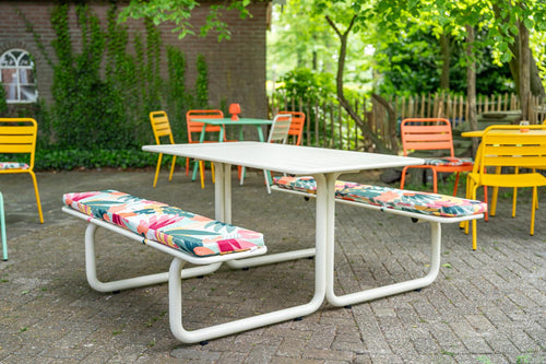MaximaVida metalen picknicktafel Max ivoor - 150 cm - vtwonen shop