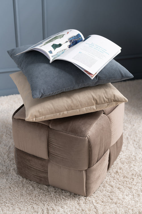 J-Line kussen Vierkant - fluweel - creme - vtwonen shop