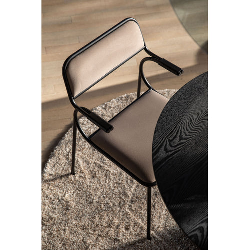 Zuiver Alba Eetkamerstoelen armleuning Zwart/Beige - Set van 2 - vtwonen shop