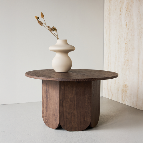 Nest living Naftali Houten Salontafel Donkerbruin - Ø 80 cm